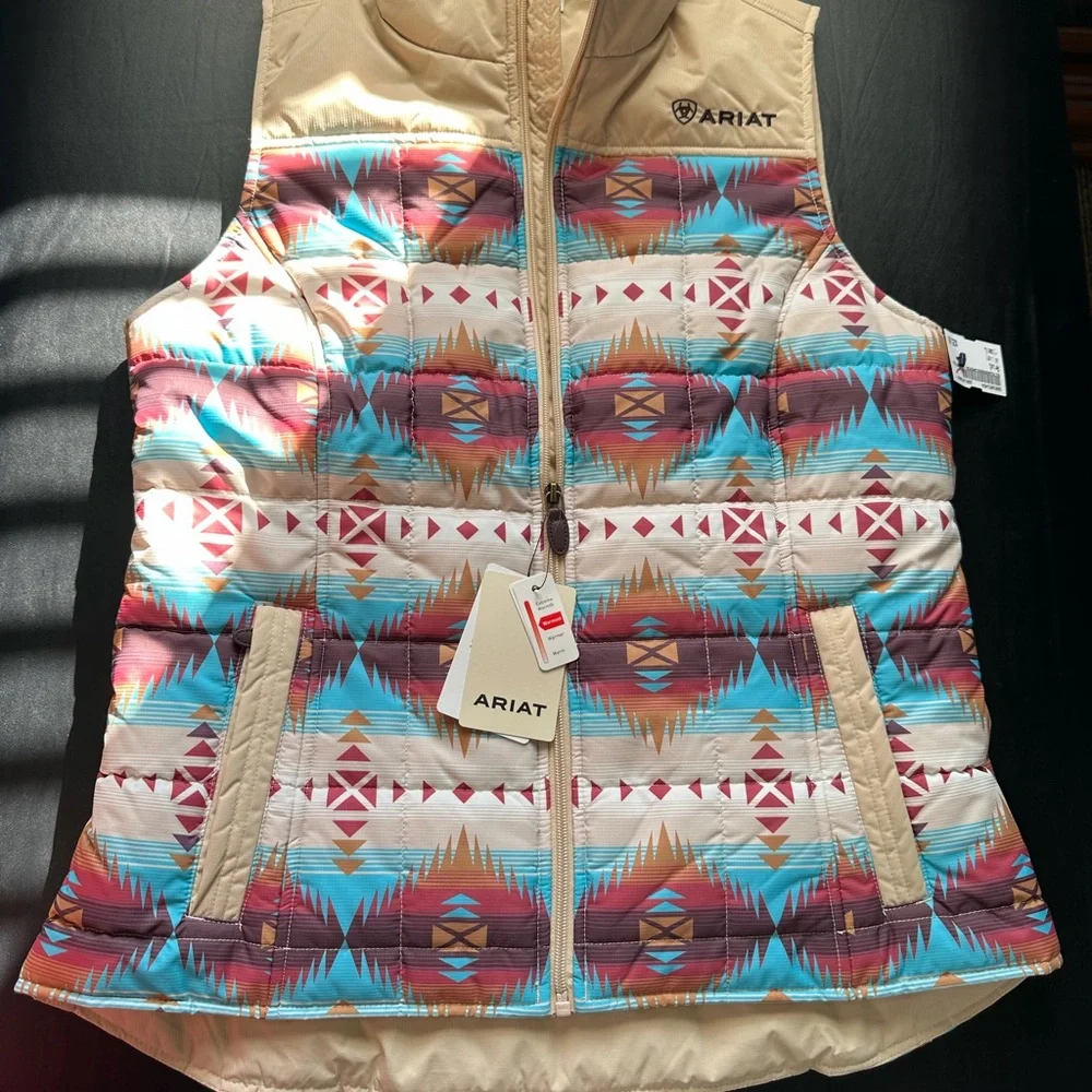 Ariat Southwestern Patterned Vest with Red and Blue Accents - Picture 1 of 3